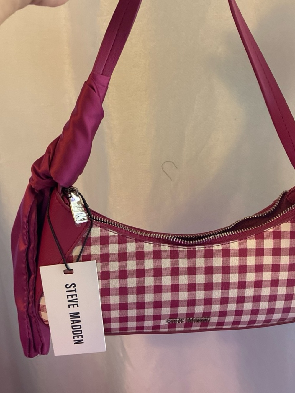 Steve Madden Fuchsia Gingham Shoulder Bag